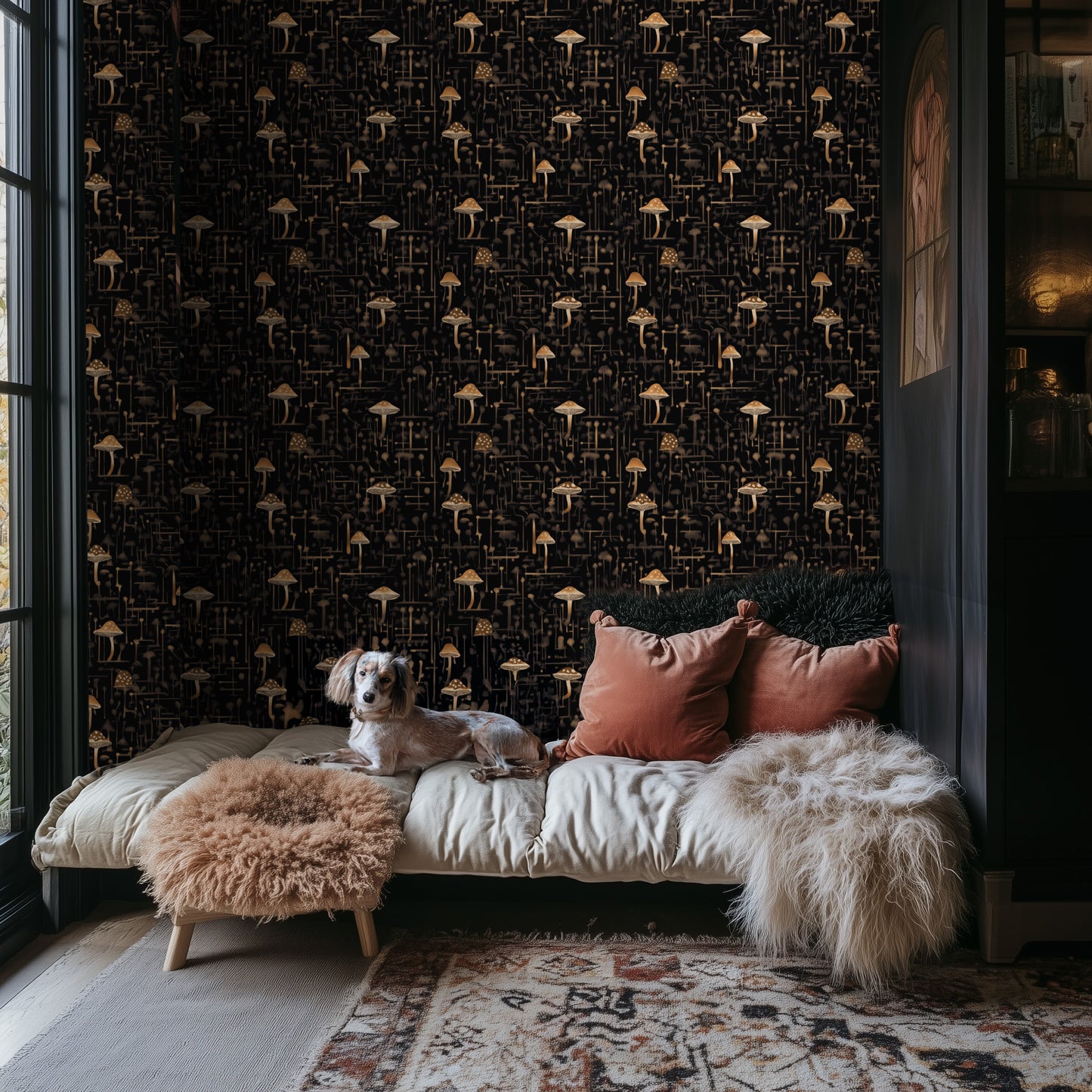 Midnight Mycelium Whimsical Wallpaper