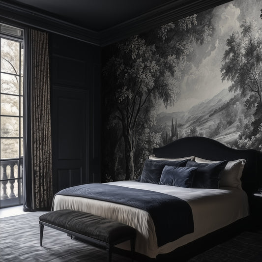 Whispering Grove Tiole De Jouy Whimsical Mural Bedroom Application