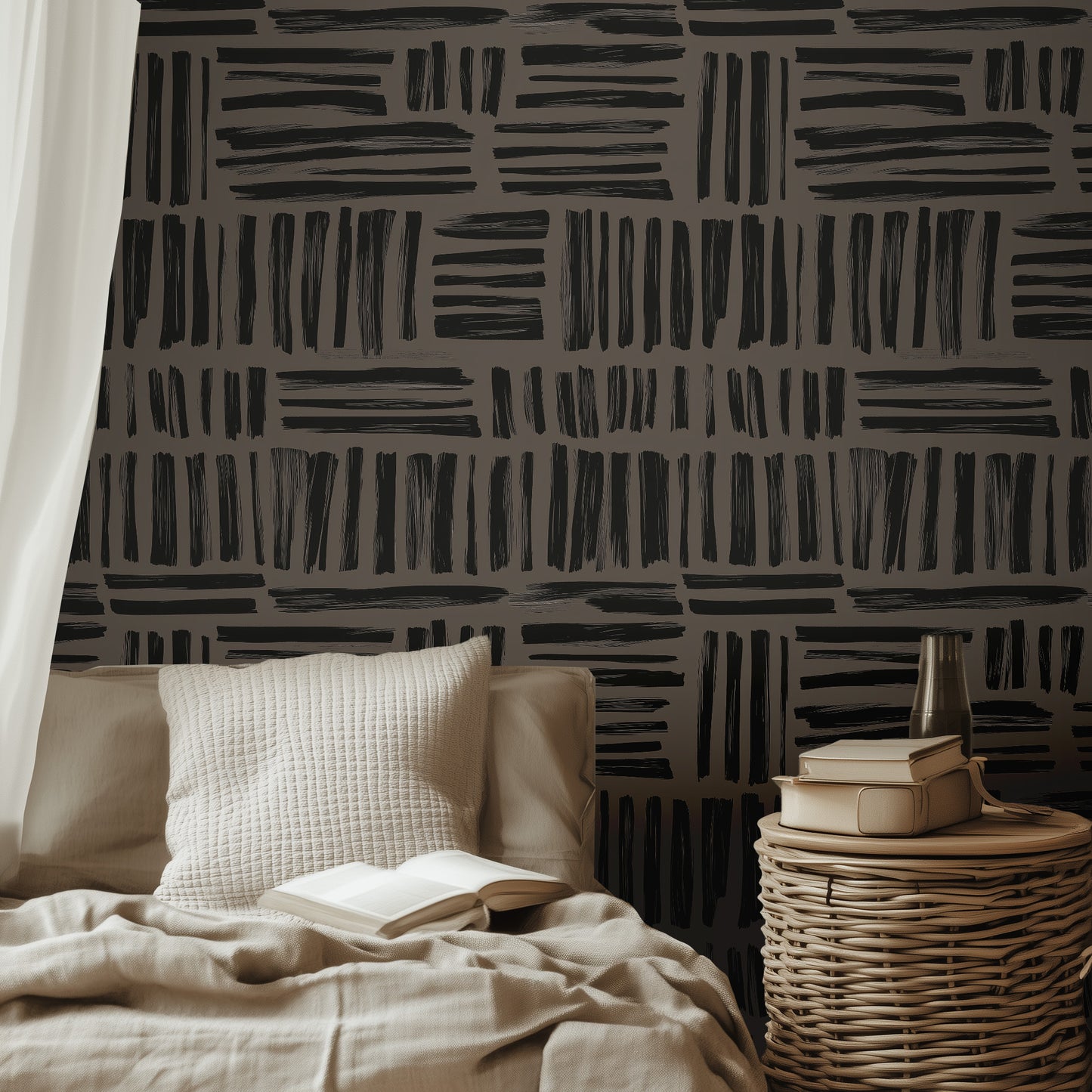 Abstract Ebony Boho Wallpaper