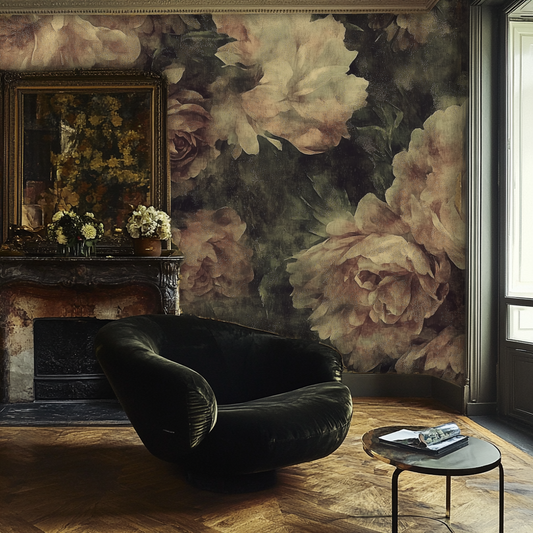 Faded Rosewood Castlecore Floral Wallpaper