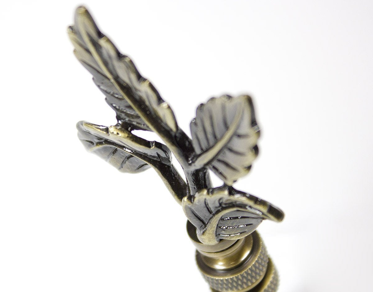 Antiqued Brass Leaf Lamp Finial