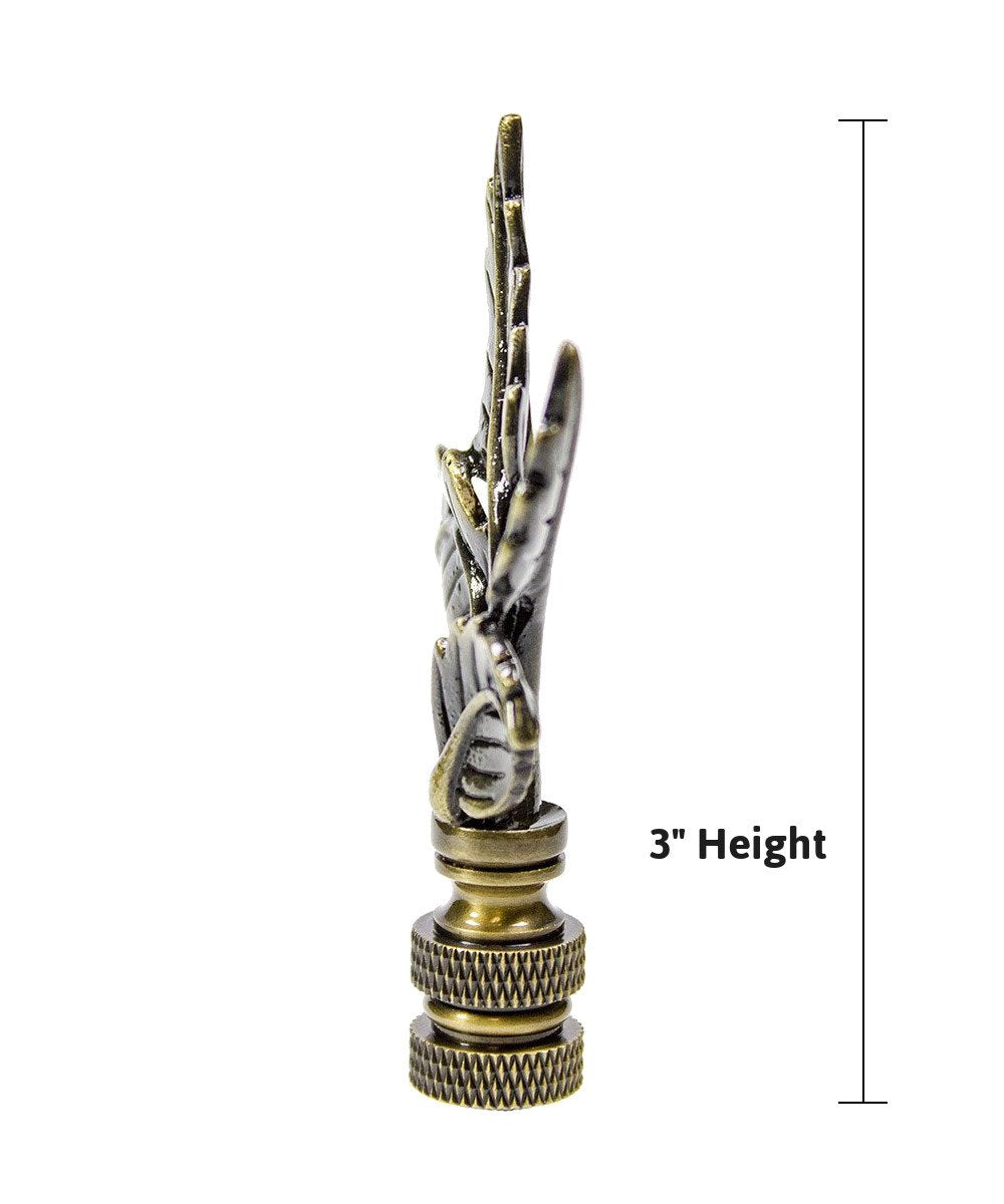 Antiqued Brass Leaf Lamp Finial