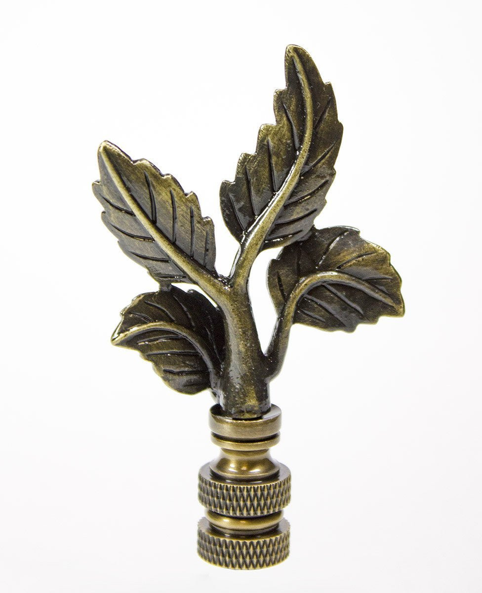 Antiqued Brass Leaf Lamp Finial