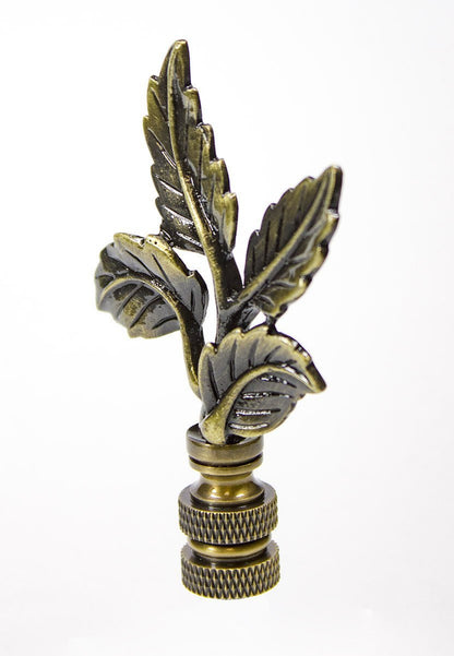 Antiqued Brass Leaf Lamp Finial