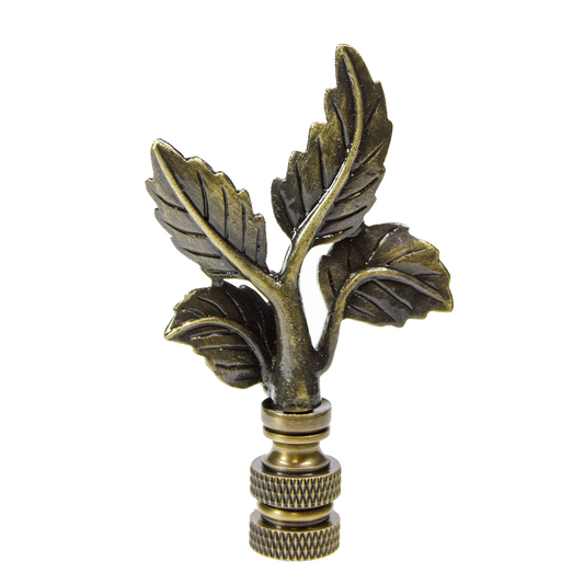 Antiqued Brass Leaf Lamp Finial