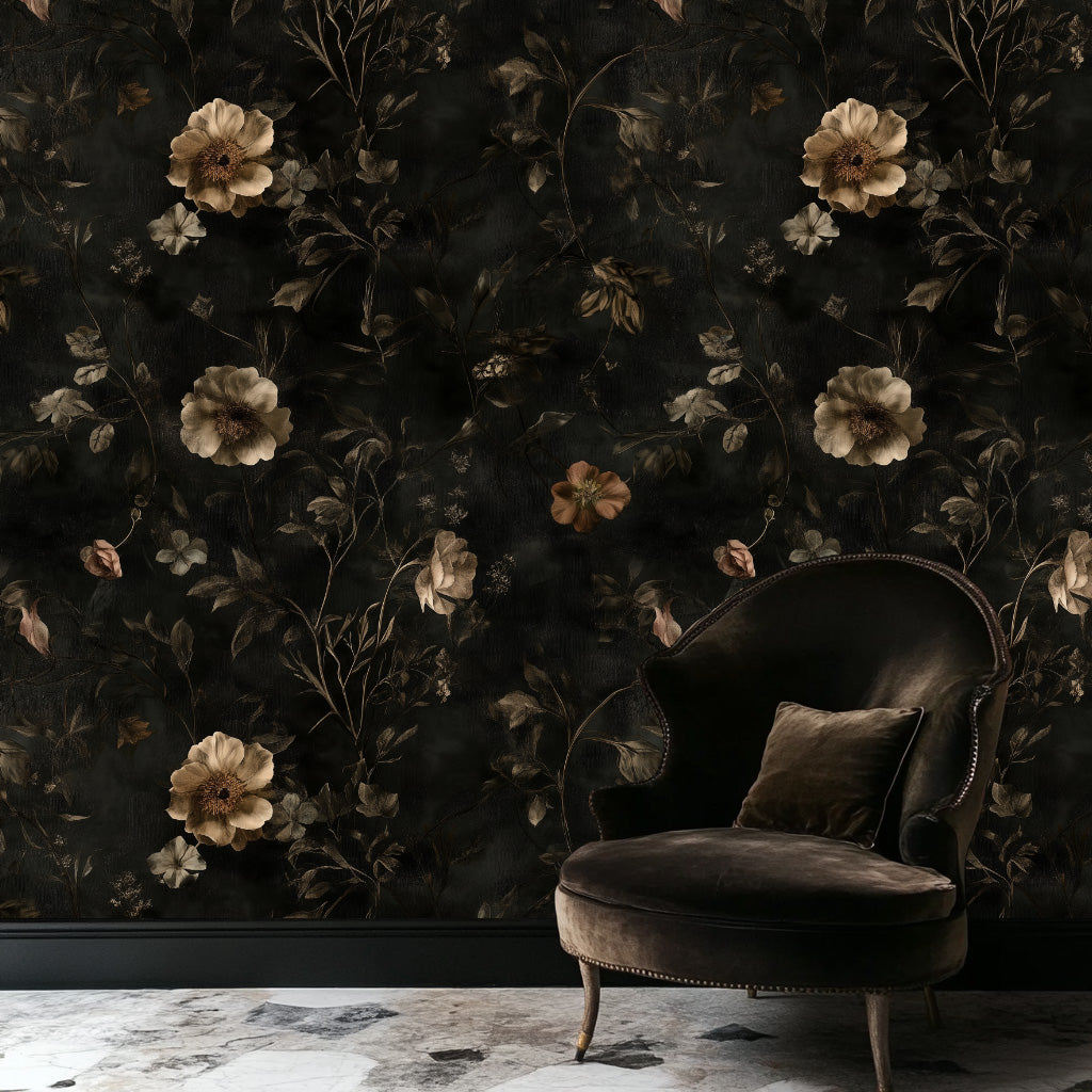 Shadowed Florals Castlecore Wallpaper