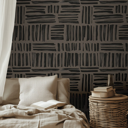 Abstract Ebony Boho Wallpaper