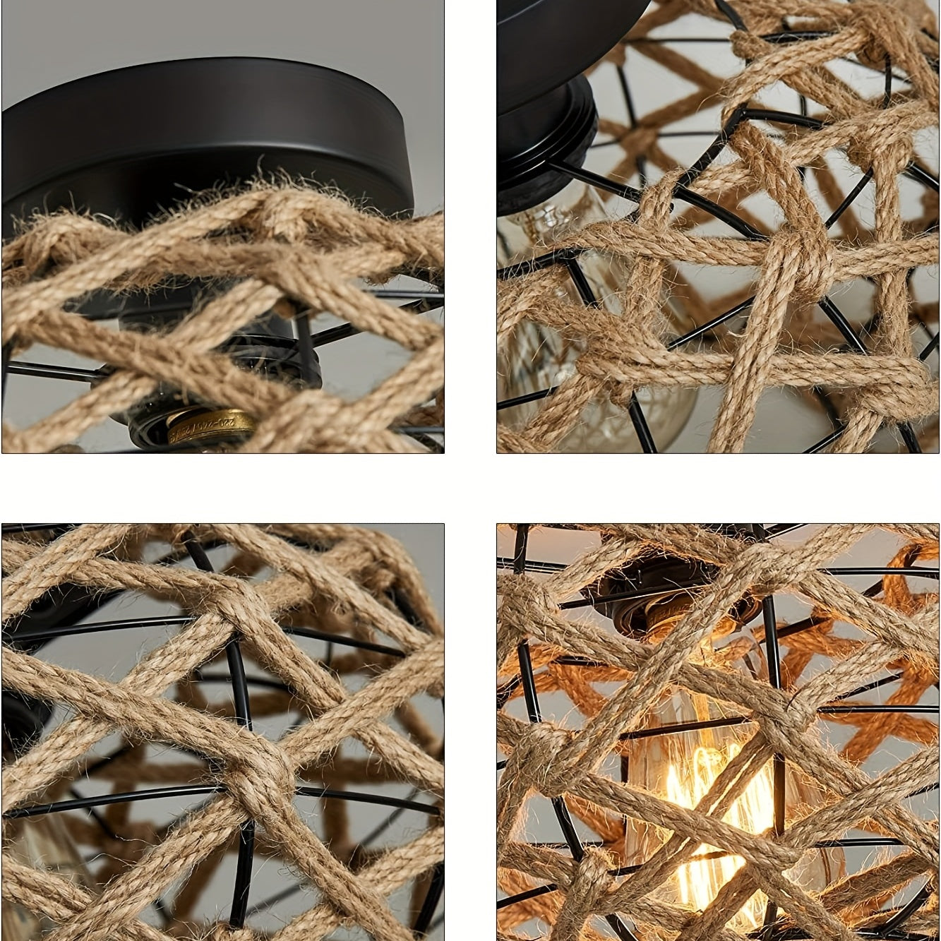 Boho Woven Hemp Ceiling Light Coastal Rustic Elegance